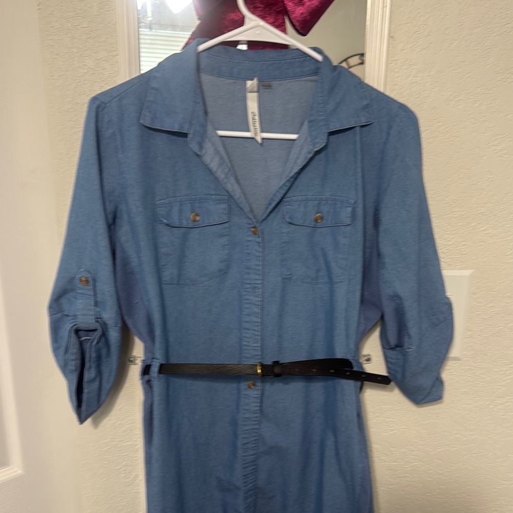 Calvin Klein Blue Denim Shirt Dress